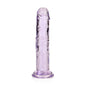 RealRock Crystal Clear Straight 6 in. Dildo Without Balls Purple