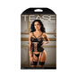 Tease Riley Bra, Waist Cincher With Leg Garters & Panty Set Black L/XL