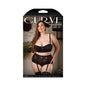 Curve Chloe Keyhole Contour Bra & Gartered High-Waisted Panty Black 1X/2X