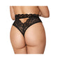 Dreamgirl High-Waist Scallop Lace Panty With Keyhole Back Black 3XL