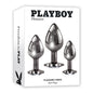 Playboy Pleasure 3 Ways 3-Piece Metal Anal Plug Set Hematite