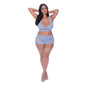 Magic Silk Ooh La Lace Bralette, Garter Skirt & G-String Set Periwinkle Queen Size