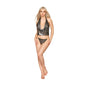 Dreamgirl Liquid Shine Cowl Neck Camisole, G-String & Rhinestone Underwire Bra Set Silver XL