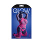 Fantasy Lingerie Glow Captivating High Neck Halter Bodystocking & G-String Set Neon Pink Queen Size