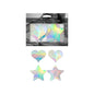 Fantasy Lingerie Holographic 2-Pair Pasties Set Heart & Star Shapes O/S