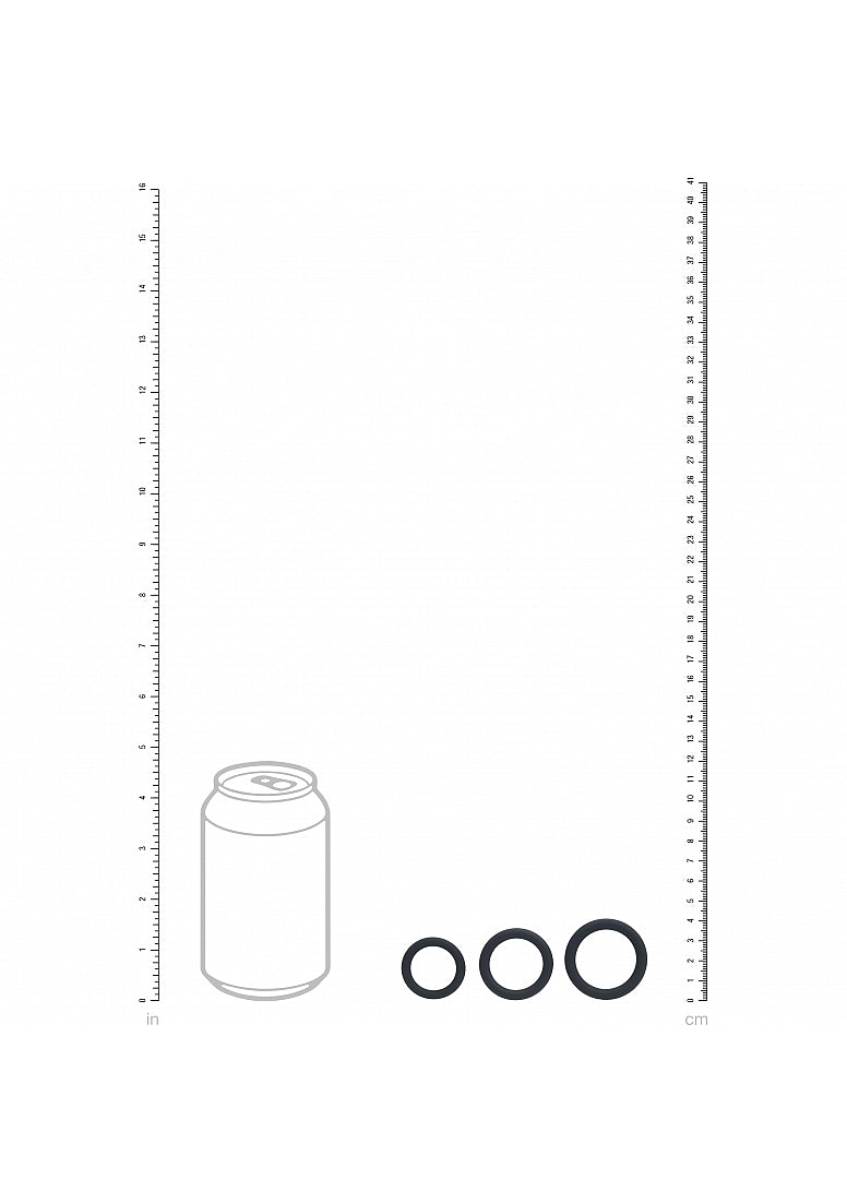 LEVELZ Classic Silicone Cock Ring Set of 3 (XS/S/M) Black