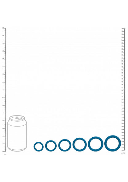 LEVELZ Classic Silicone Cock Ring Set of 6 All Sizes Teal