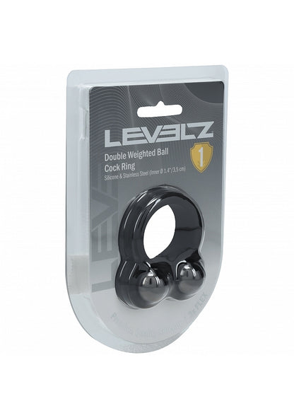LEVELZ Liquid Silicone Double Weighted Ball Cock Ring Black