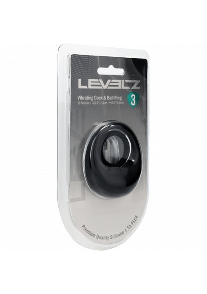 LEVELZ Vibrating Liquid Silicone Cock & Ball Ring Black