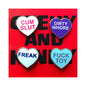 Geeky & Kinky Heart Pin 4-Pack (Cum Slut, Dirty Whore, Freak, Fuck Toy)