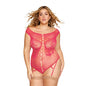 Dreamgirl Butterfly Fishnet Teddy with Garter Straps Watermelon Queen Size