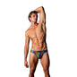 Male Power Pack & Play Thong with Front Condom Pouch Rainbow S/M