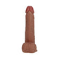 RealRock 8 in. Vibrating and Rotating Cock with Balls Regular Straight Tan