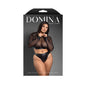 Fantasy Lingerie Domina Embossed Faux Leather Mesh Long Sleeve Top & Crotchless Thong Queen Size