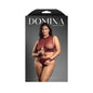 Fantasy Lingerie Domina Embossed Faux Leather Cut-Out Top & Crotchless Panty with Handcuffs Queen Size
