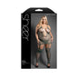 Fantasy Lingerie Sheer Wild Heart Footless Crocodile Knit Bodystocking Dress Queen Size