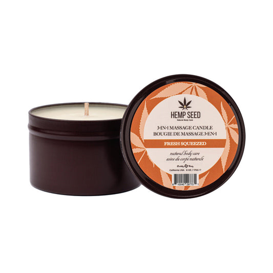 Earthly Body Hemp Seed 3-in-1 Massage Candle Fresh Squeezed 6 oz.