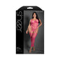 Fantasy Lingerie Sheer Next To You Crotchless Geometric Fishnet Teddy Bodystocking Neon Pink Queen Size