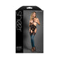 Fantasy Lingerie Sheer Catching Feelings Ombré Leopard Knit Harness Stockings & G-String Panty Black/Blue O/S