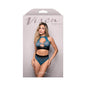 Fantasy Lingerie Vixen Deep Dive Ombré Leopard Knit Cut-Out Top & Panty Black/Blue O/S