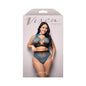Fantasy Lingerie Vixen Deep Dive Ombré Leopard Knit Cut-Out Top & Panty Black/Blue Queen Size