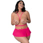 Magic Silk Pink Kink Harness Top, Open Crotch Skirt Panty & Choker Pink Glow Queen Size