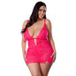Magic Silk Get It Girl Plunge Chemise & G-Set Diva Pink Queen Size