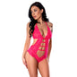Magic Silk Get It Girl Halter Teddy with Snap Crotch Diva Pink L/XL