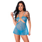 Magic Silk Flirty Hearts Cut Out Flutter Chemise & G-String Set Blue Sugar S/M