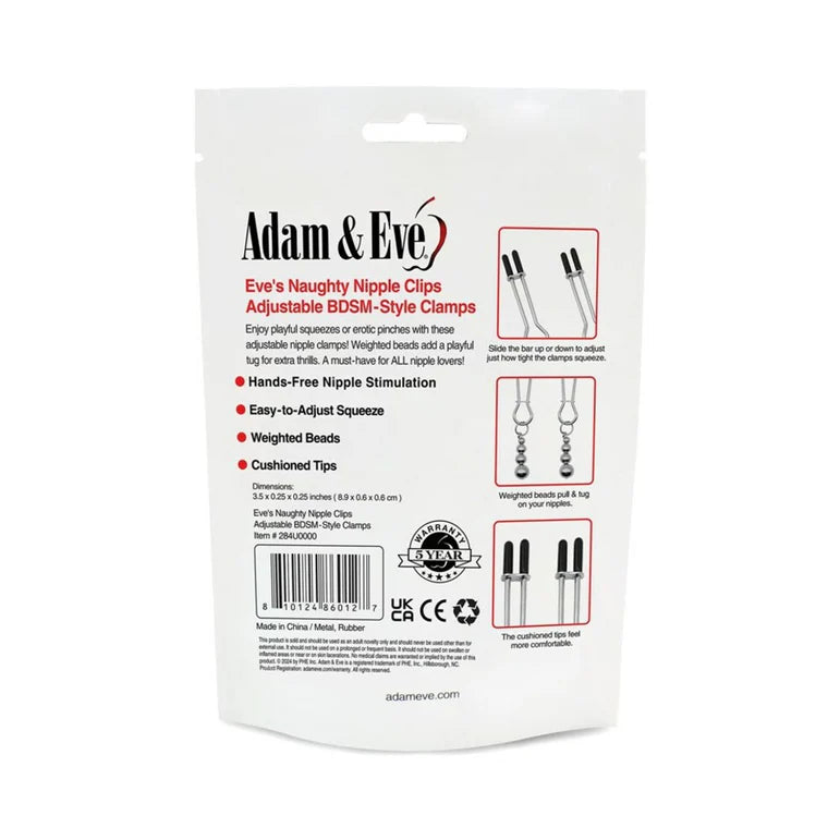 Adam & Eve Eve's Naughty Nipple Clips (Bag Packaging)