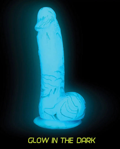 Addiction Silicone Toy Collection Luke 7.5 in. Dildo Glow in the Dark Blue