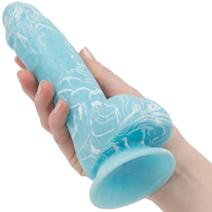Addiction Silicone Toy Collection Luke 7.5 in. Dildo Glow in the Dark Blue