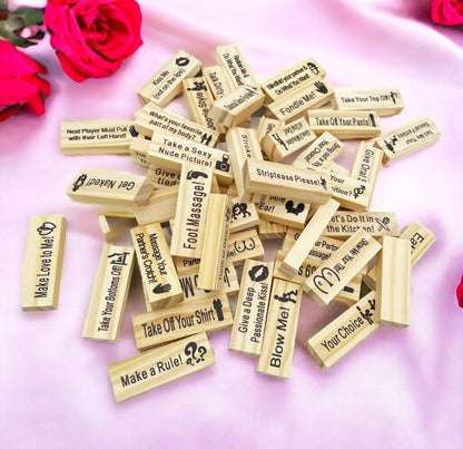 Tower Tease Naughty Sex Game with Assorted Wooden Blocks/Sayings
