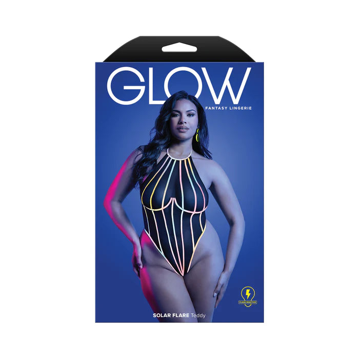 Fantasy Lingerie Glow Solar Flare Halter Tie Teddy with Underwire