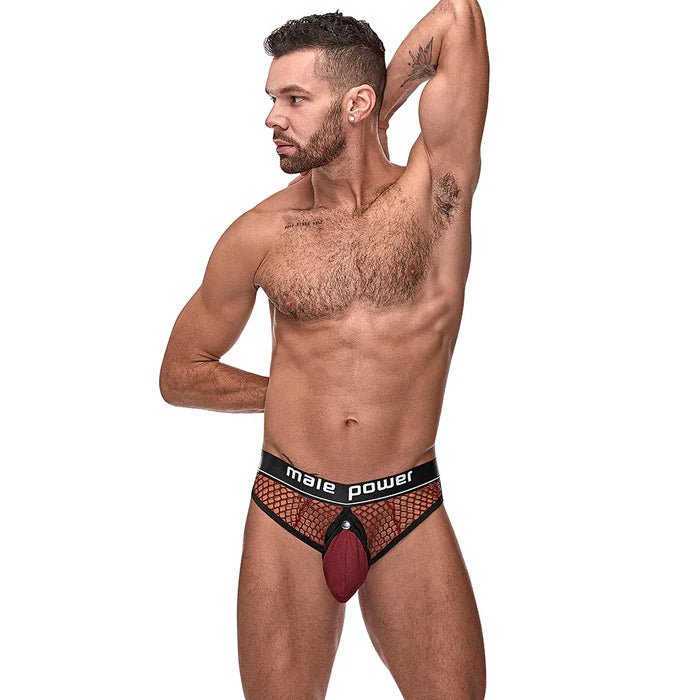Male Power The Ultimate Duo CRB Cock Ring Thong & Black Cock Ring Burgundy