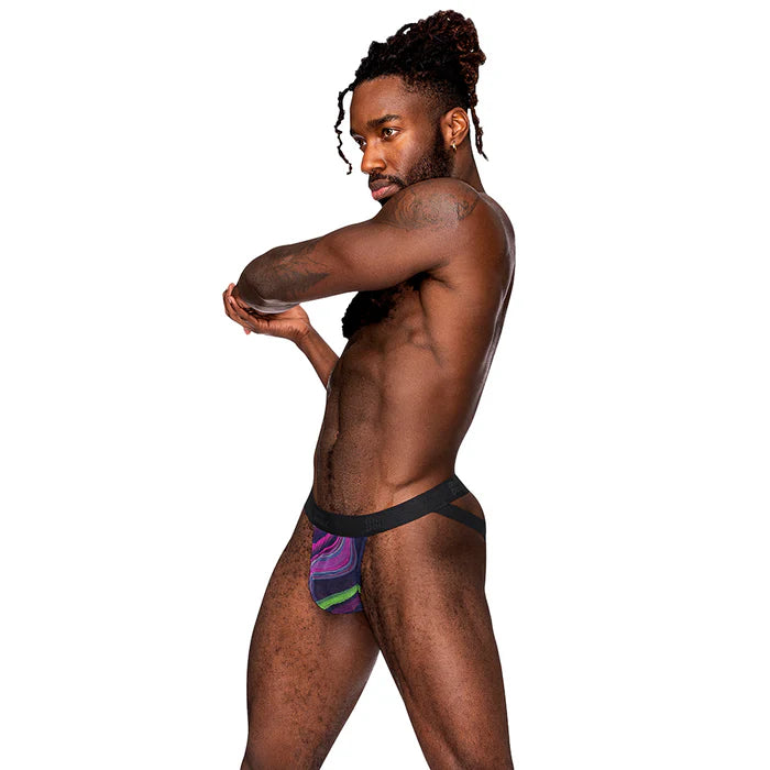 Male Power The Ultimate Duo CRB Strappy Jock & Black Cock Ring Print