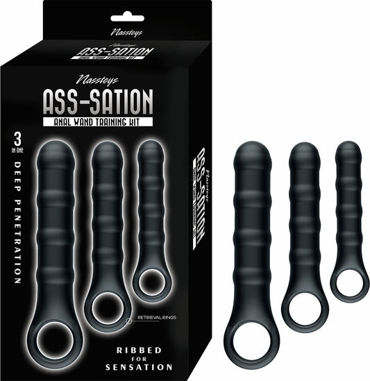 Ass-Sation Anal Wand Training Kit Black Silicone Set
