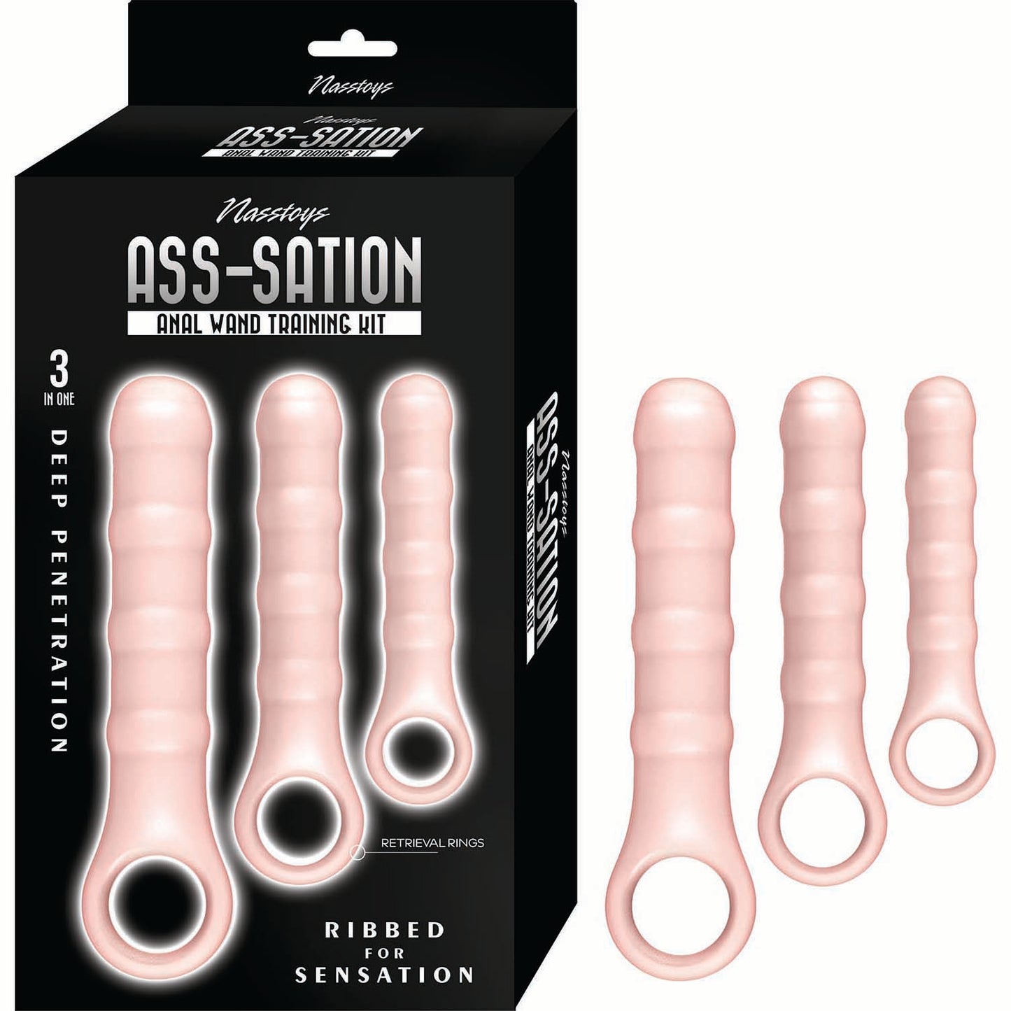 Ass-Sation Anal Wand Training Kit White Silicone Set