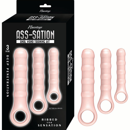 Ass-Sation Anal Wand Training Kit White Silicone Set