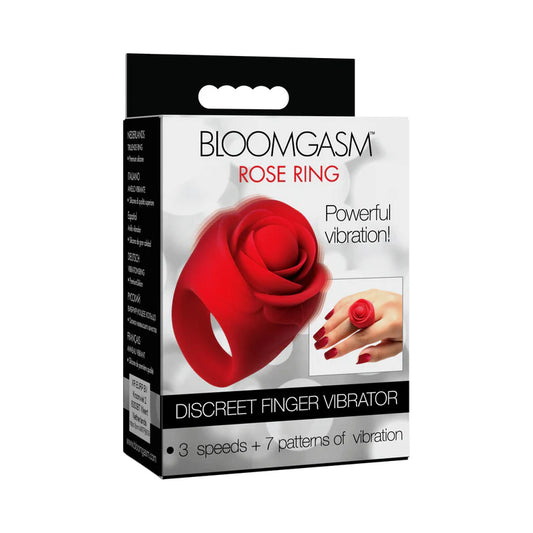 Bloomgasm Rose Ring Discreet Finger Vibrator Red