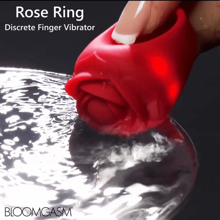Bloomgasm Rose Ring Discreet Finger Vibrator Red