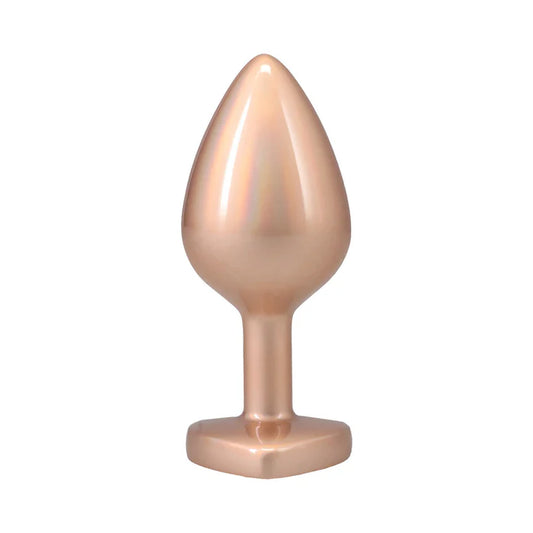 Booty Bling Heart Diamond Jeweled Metal Plug Gold Medium