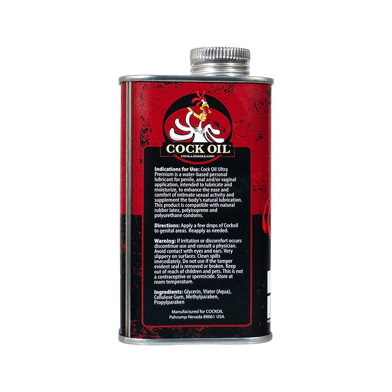 Cock Oil Water-Based Lubricant Metal Can with Inner Plastic Liner 9 oz.