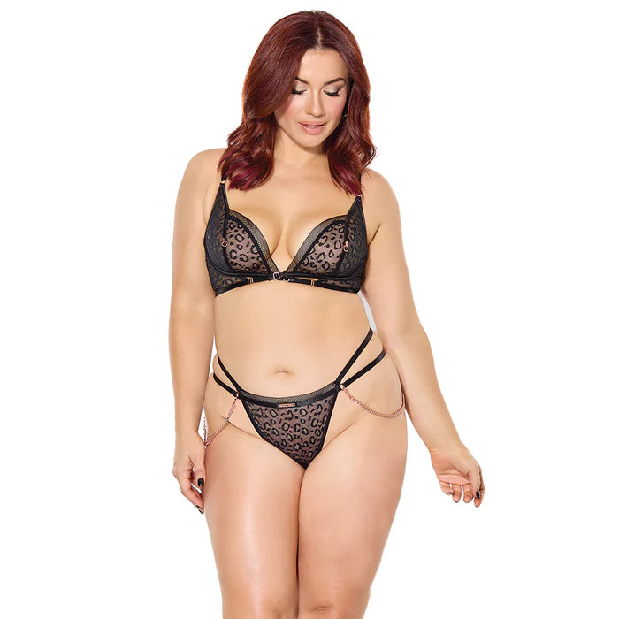 Coquette Pleasure Bra & G-String Black