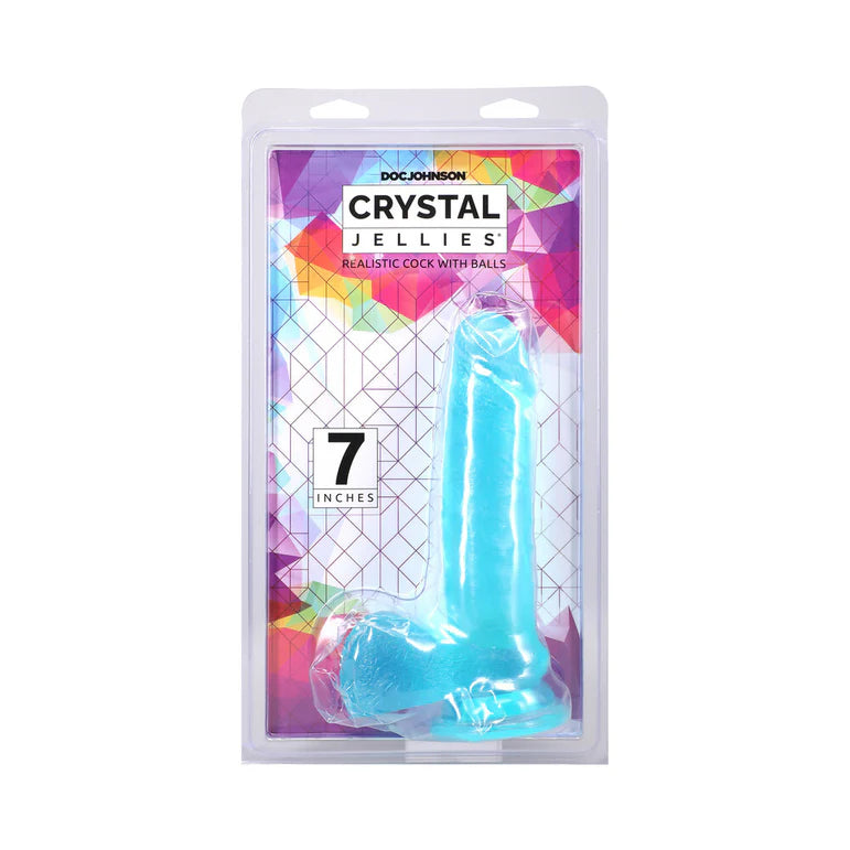 Crystal Jellies 7 Inch Realistic Cock with Balls Teal
