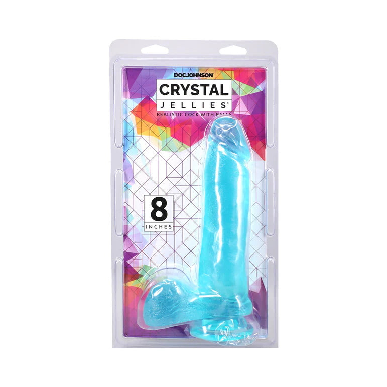 Crystal Jellies 8 Inch Realistic Cock with Balls Teal