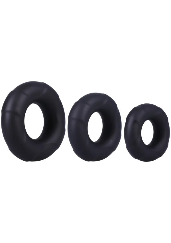 Doc Johnson C-Ring Set In A Bag 3-Piece Silicone Cockrings Black