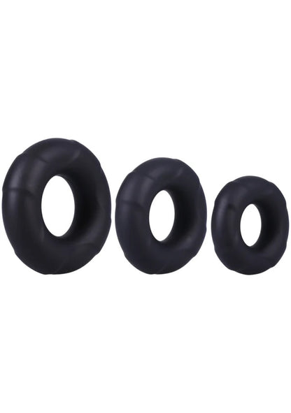Doc Johnson C-Ring Set In A Bag 3-Piece Silicone Cockrings Black