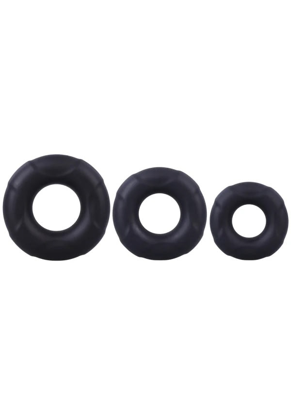 Doc Johnson C-Ring Set In A Bag 3-Piece Silicone Cockrings Black