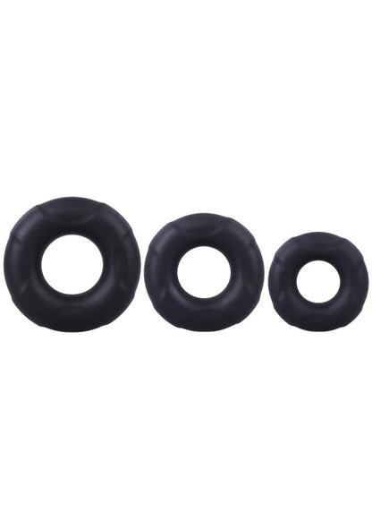 Doc Johnson C-Ring Set In A Bag 3-Piece Silicone Cockrings Black